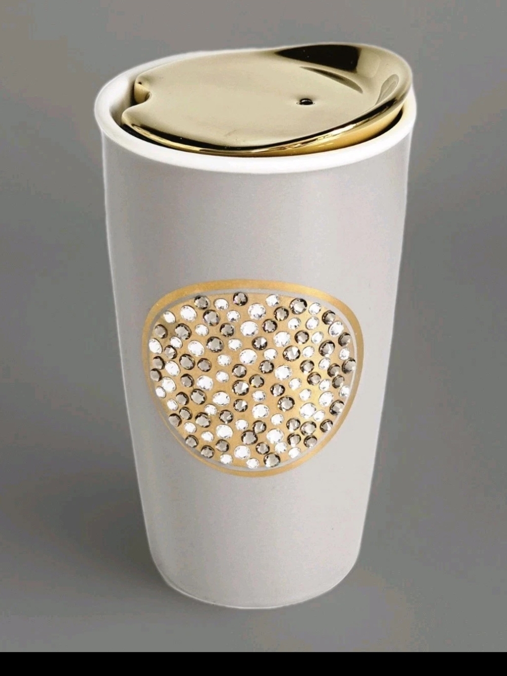 "New,"Starbucks Swarovski 2015 Ceramic Tumbler Travel Cup Limited Edition 12 oz